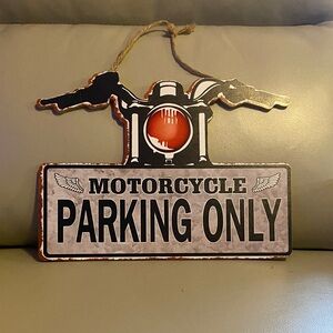 Motorcycle Parking Only Sign with Red Accent